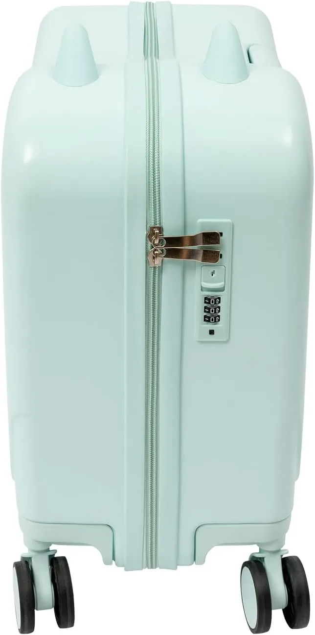 18 inch Children's Ride On Trolley, Kids Ride On Luggage with Safety Belt and Universal Wheel, Kids Ride-On Suitcase, Waterproof Unisex Boys Girls Travel Suitcase (Mint Green)