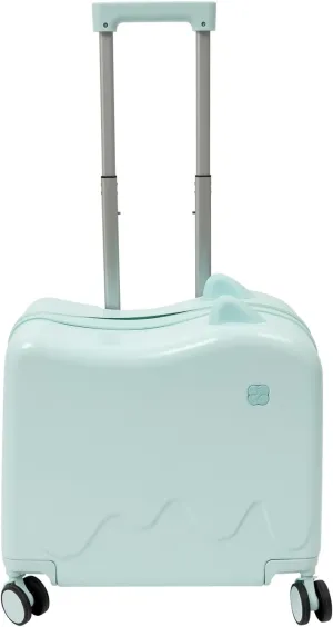 18 inch Children's Ride On Trolley, Kids Ride On Luggage with Safety Belt and Universal Wheel, Kids Ride-On Suitcase, Waterproof Unisex Boys Girls Travel Suitcase (Mint Green)