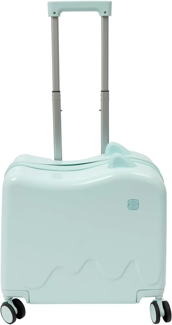 18 inch Children's Ride On Trolley, Kids Ride On Luggage with Safety Belt and Universal Wheel, Kids Ride-On Suitcase, Waterproof Unisex Boys Girls Travel Suitcase (Mint Green)