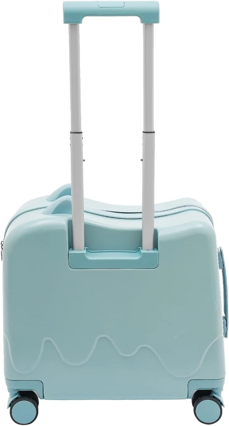 18 inch Children's Ride On Trolley, Kids Ride On Luggage with Safety Belt and Universal Wheel, Kids Ride-On Suitcase, Waterproof Unisex Boys Girls Travel Suitcase (Sky Blue)