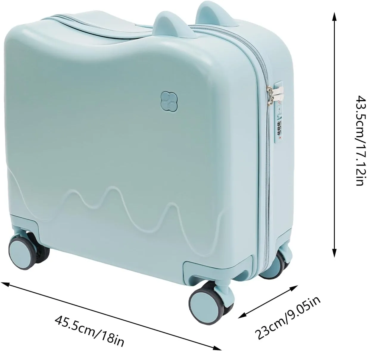 18 inch Children's Ride On Trolley, Kids Ride On Luggage with Safety Belt and Universal Wheel, Kids Ride-On Suitcase, Waterproof Unisex Boys Girls Travel Suitcase (Sky Blue)