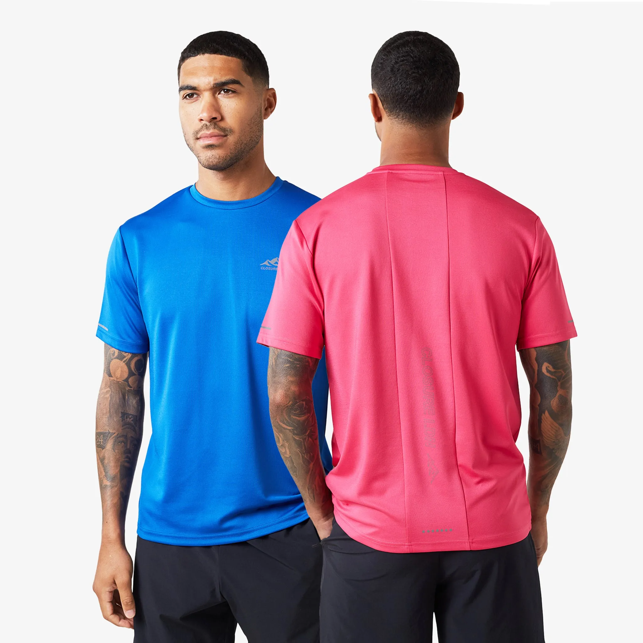 2-Pack Cut & Sew Performance T-Shirts | Cobalt/Pink