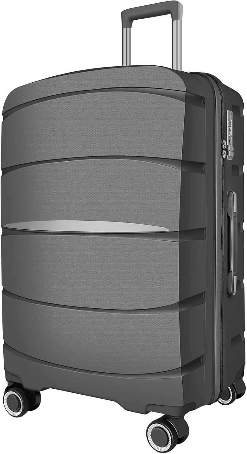 20 Inch Carry-On Luggage 22x14x9 Airline Approved, PP Suitcase with Spinner Wheels
