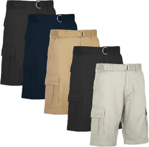 5-Pack Men's Cotton Flex Stretch Cargo Shorts with Belt (Sizes, 30-42)