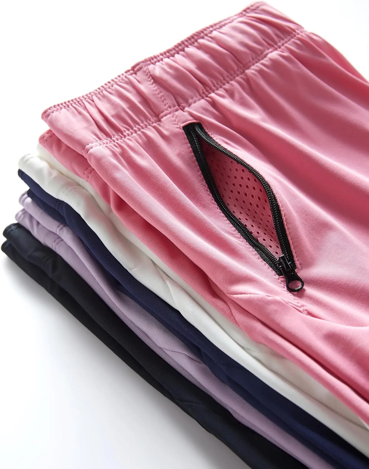 5 Pack: Womens Workout Gym Shorts Casual Lounge Set, Ladies Active Athletic Apparel with Zipper Pockets