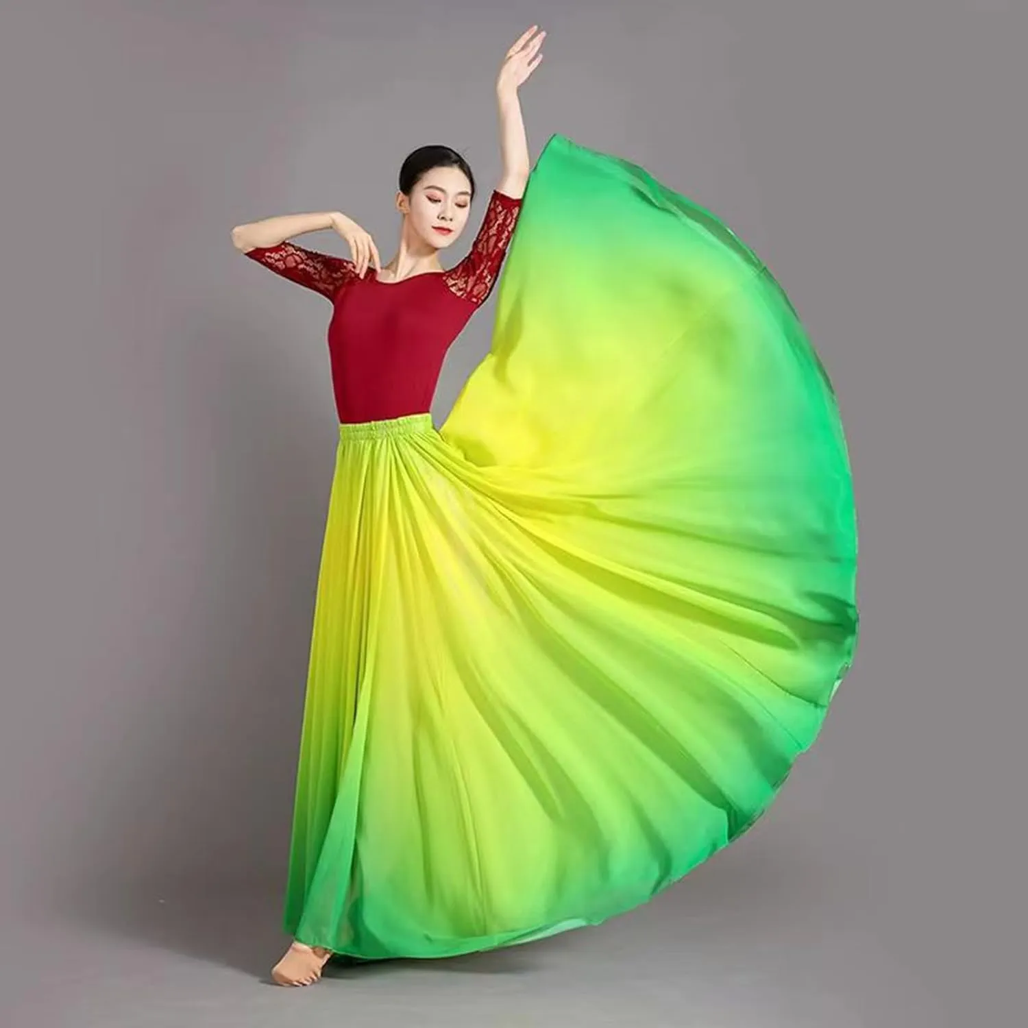 720 Degree Gradient Long Skirt Modern Dance Classical Ballet Lyric Dance Long Skirt