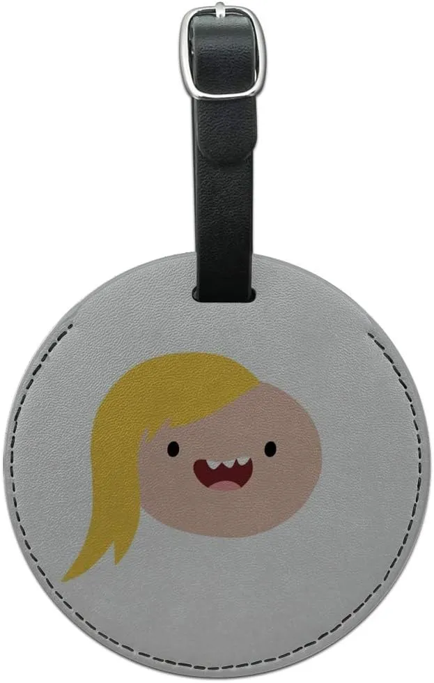 Adventure Time Fionna Head Round Leather Luggage Card Suitcase Carry-On ID Tag