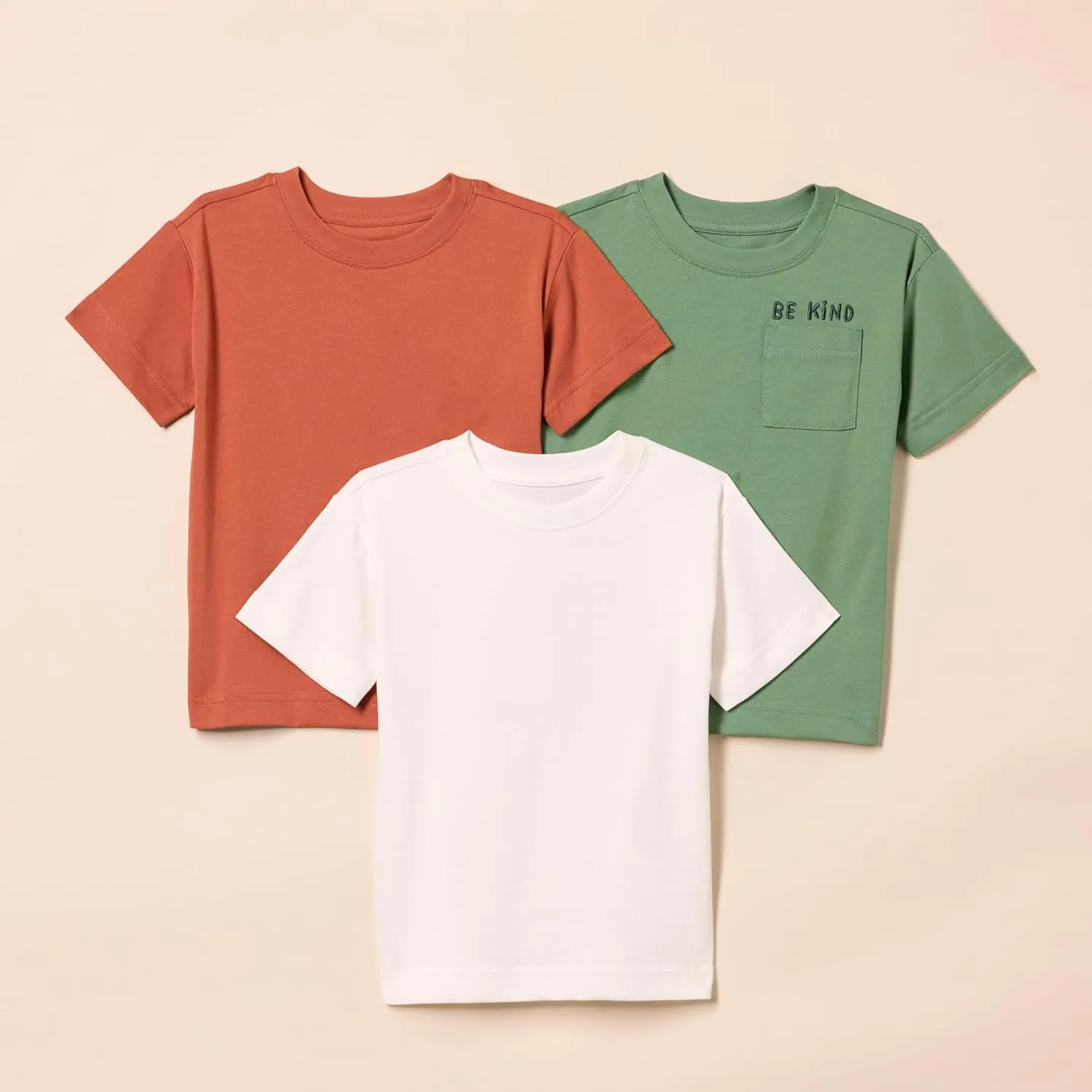 Amazon Essentials Unisex Kids and Toddlers' Modern Short-Sleeve T-Shirt, Pack of 3