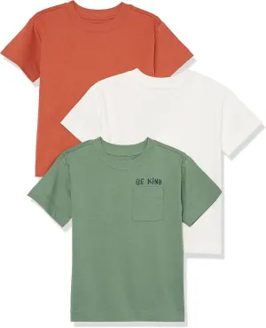 Amazon Essentials Unisex Kids and Toddlers' Modern Short-Sleeve T-Shirt, Pack of 3