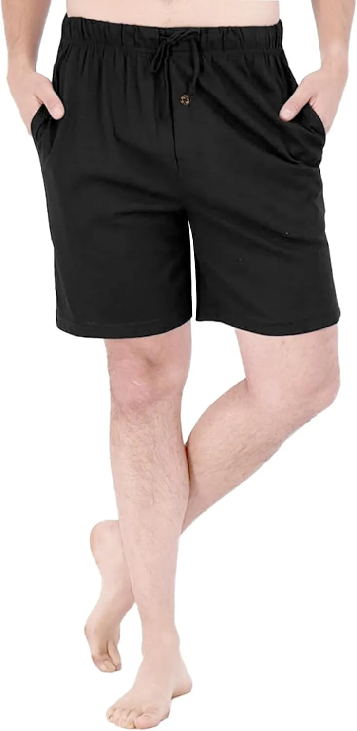 Andrew Scott Men's Lounge Shorts | Drawstring & Pockets Cotton PJ-Sleep Short Bottoms | Multi Packs