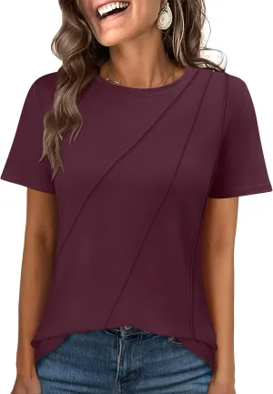 ANRABESS Womens Summer Tops Workout Shirts Beach Vacation Outfits Business Tshirts Dressy Fashion Spring Clothes 2025