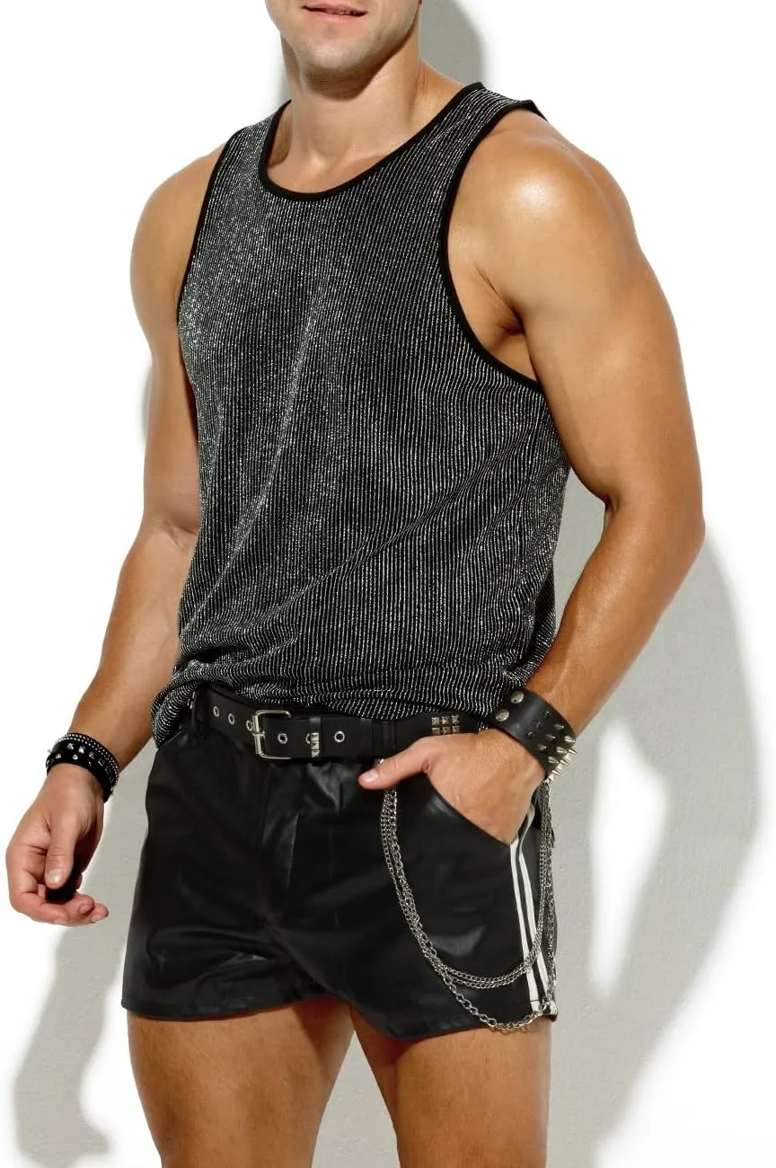 Arjen Kroos Men's Sexy Leather Shorts Rave Hot Short Pants with Pockets