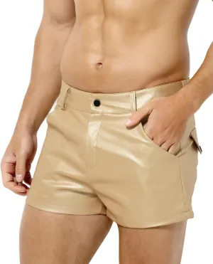 Arjen Kroos Men's Sexy Leather Shorts Rave Hot Short Pants with Pockets
