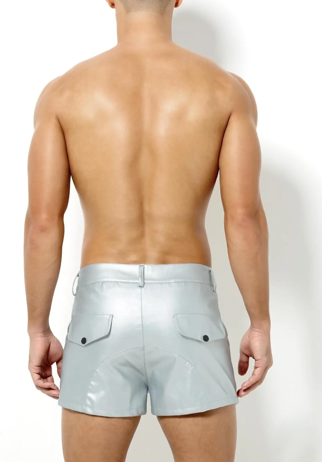 Arjen Kroos Men's Sexy Leather Shorts Rave Hot Short Pants with Pockets