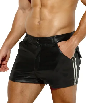 Arjen Kroos Men's Sexy Leather Shorts Rave Hot Short Pants with Pockets