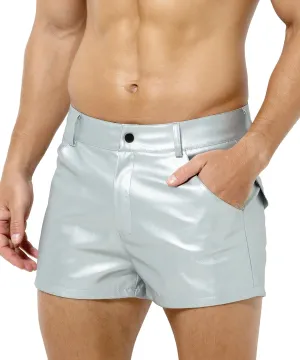 Arjen Kroos Men's Sexy Leather Shorts Rave Hot Short Pants with Pockets