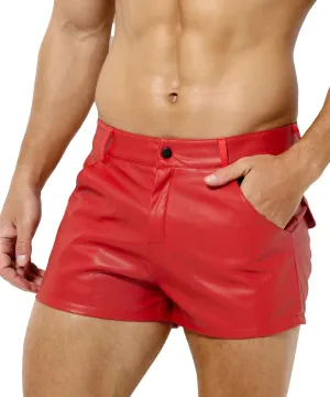 Arjen Kroos Men's Sexy Leather Shorts Rave Hot Short Pants with Pockets
