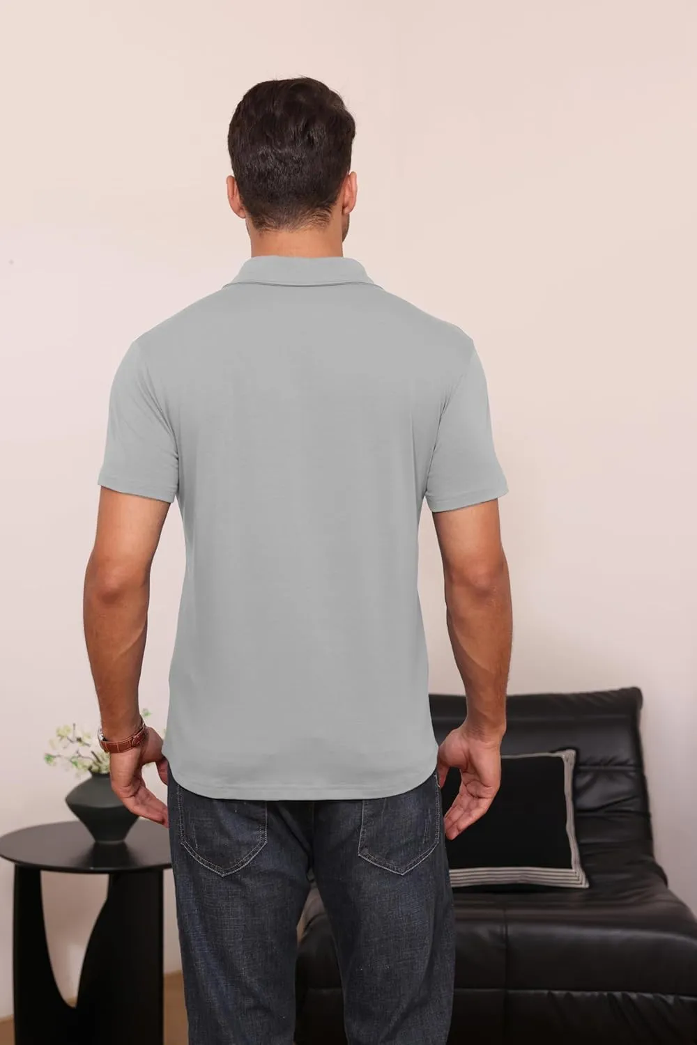 Aulemen Men's Polo Shirts Short Sleeve Casual Slim Fit Button Basic Golf Shirt Moisture Wicking Top with Pocket