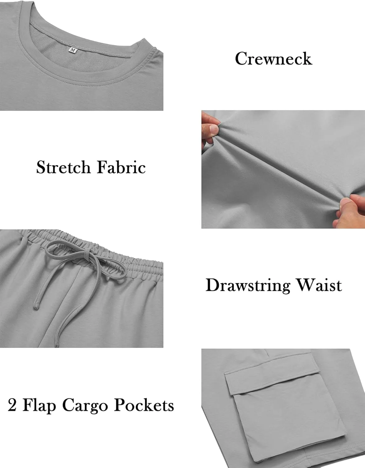 Babioboa Men's Short Sets 2 Piece Outfits Short Sleeve Crewneck Summer T Shirt and Drawstring Casual Track Shorts Set