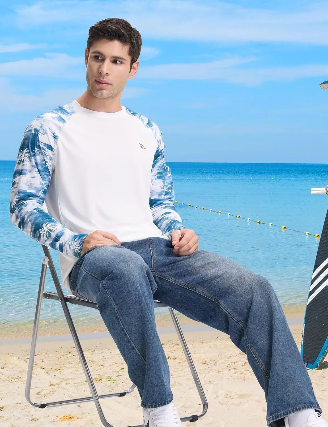 baleaf Men's Sun Protection Swim Shirts Zipper Pocket Rash Guard Shirt Quick Dry Long Sleeve Sun Shirt UPF 50 