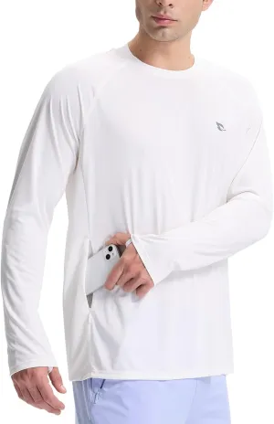baleaf Men's Sun Protection Swim Shirts Zipper Pocket Rash Guard Shirt Quick Dry Long Sleeve Sun Shirt UPF 50 