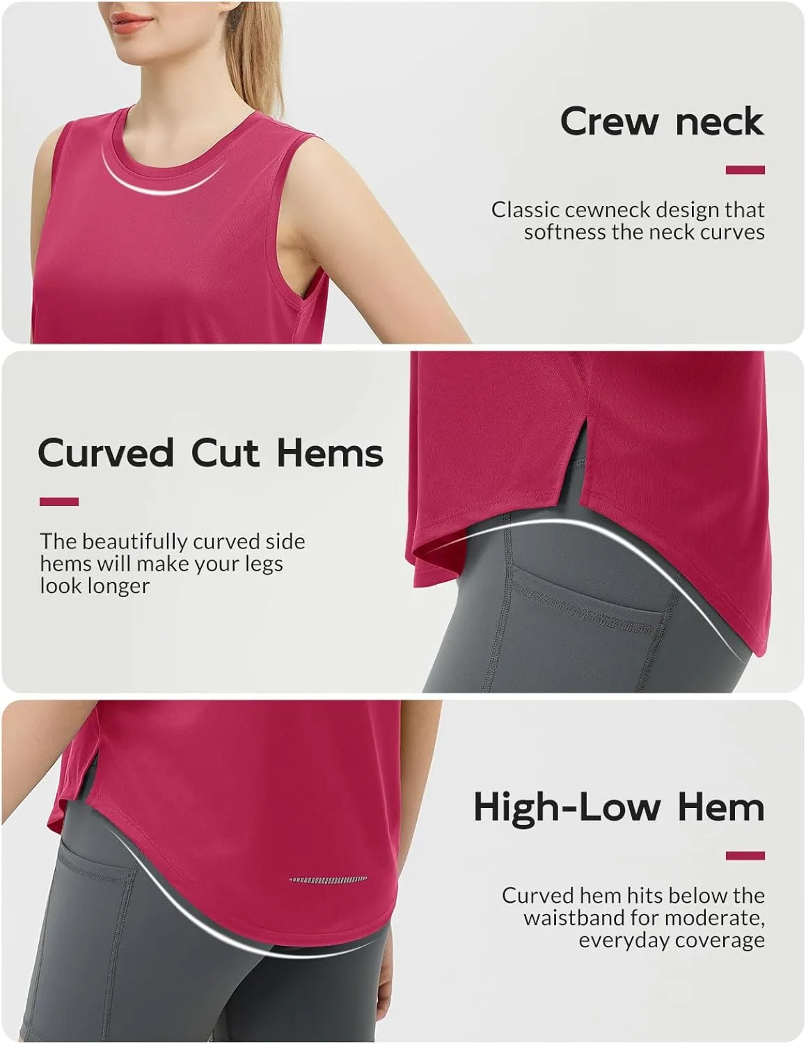 baleaf Women's Sleeveless Workout Tank Tops Loose Running Athletic Top Racerback Tennis Exercise Yoga Flowy Shirts