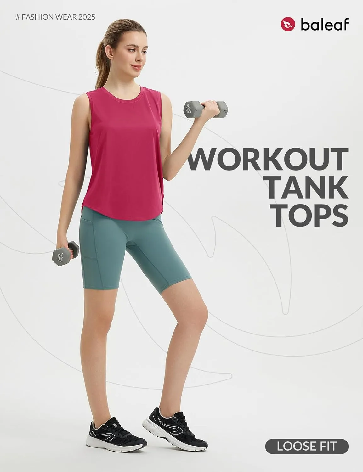 baleaf Women's Sleeveless Workout Tank Tops Loose Running Athletic Top Racerback Tennis Exercise Yoga Flowy Shirts