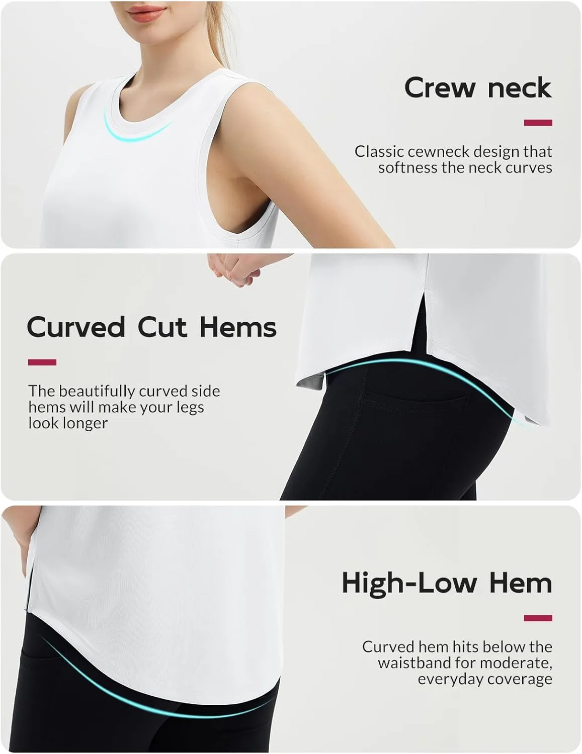 baleaf Women's Sleeveless Workout Tank Tops Loose Running Athletic Top Racerback Tennis Exercise Yoga Flowy Shirts