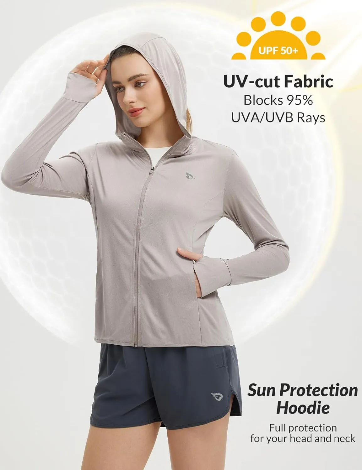 baleaf Women's UPF 50  Sun Protection Shirts SPF Jacket UV Cooling Hoodie Long Sleeve Summer Clothing for Outdoor Hiking