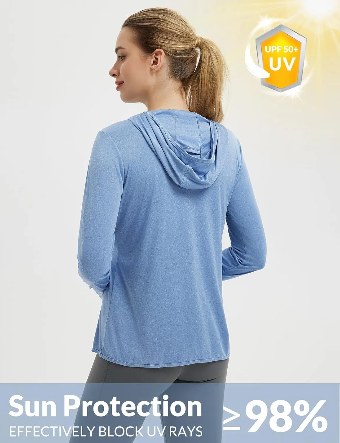 baleaf Women's UPF 50  Sun Protection Shirts SPF Jacket UV Cooling Hoodie Long Sleeve Summer Clothing for Outdoor Hiking