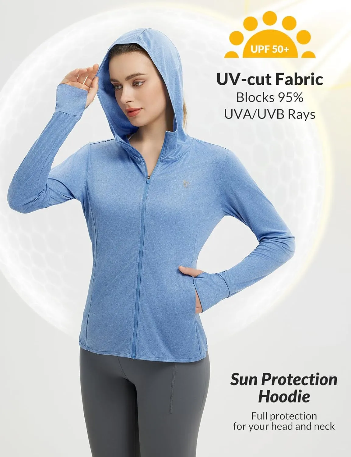 baleaf Women's UPF 50  Sun Protection Shirts SPF Jacket UV Cooling Hoodie Long Sleeve Summer Clothing for Outdoor Hiking