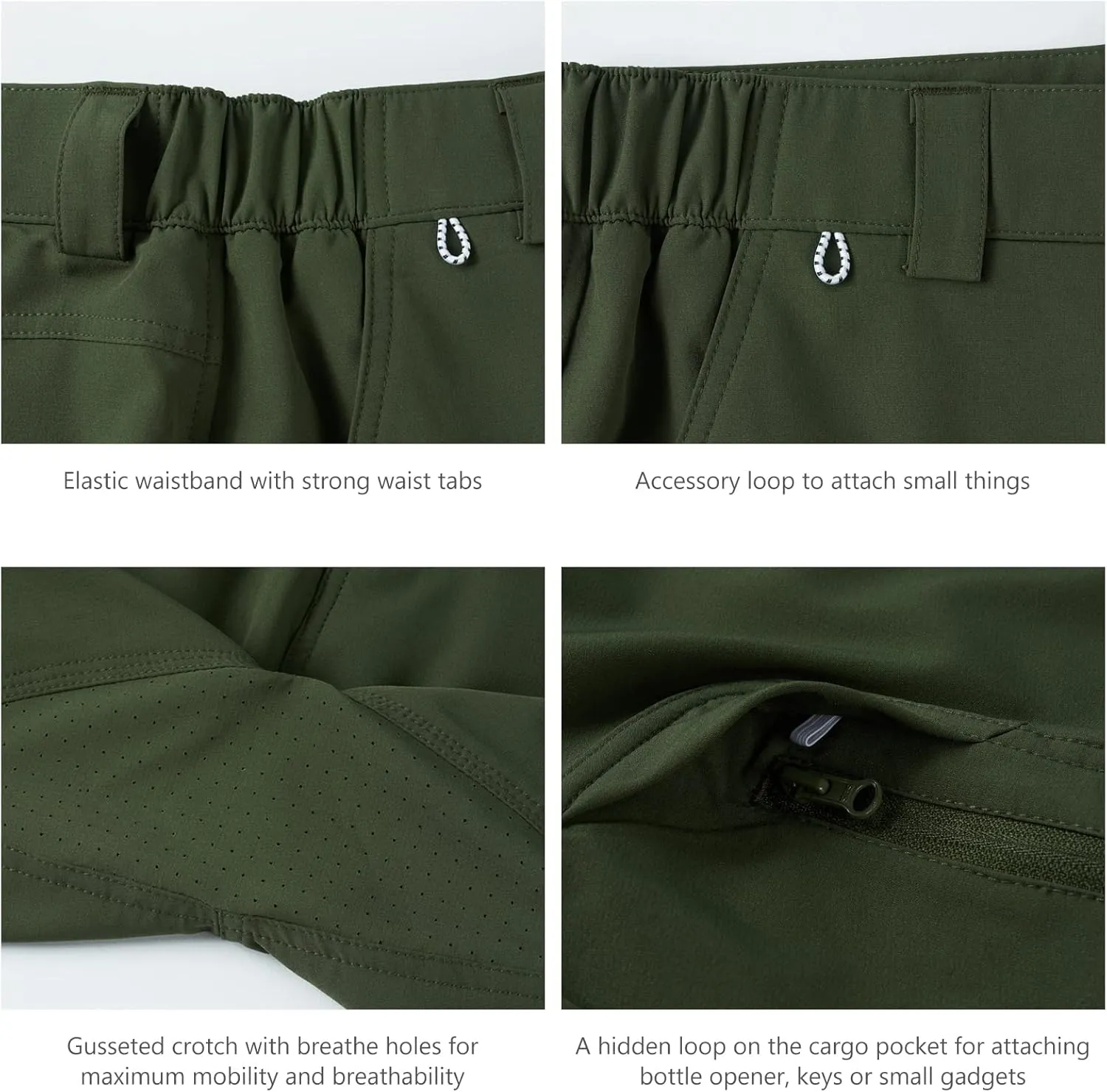 BASSDASH 10.5 Mens Fishing Cargo Shorts Quick Dry UPF 50  Water Resistant FP01M
