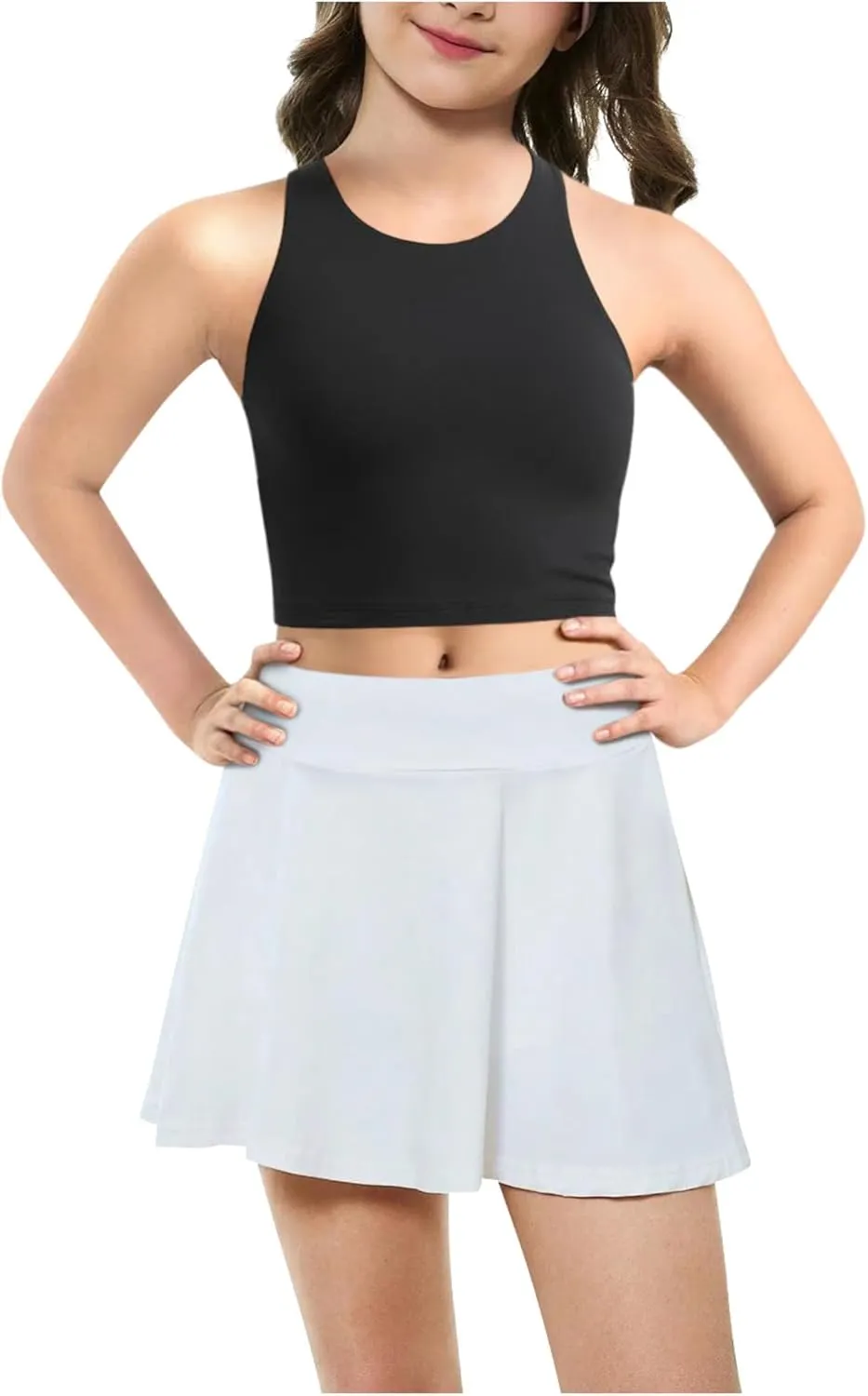Beat Street Girls Tank Tops - 2 Pack Double Lined Racerback Sleeveless Yoga Dance Crop Top - Made in USA