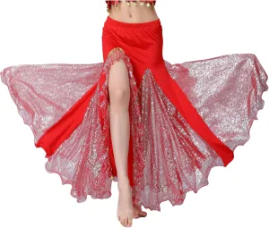 Belly Dance Skirt, Sequin Slit Dance Costume Outfit, Wrap Hip Skirts, Stage Performance Competition Skirt