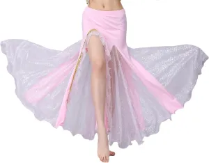 Belly Dance Skirt, Sequin Slit Dance Costume Outfit, Wrap Hip Skirts, Stage Performance Competition Skirt