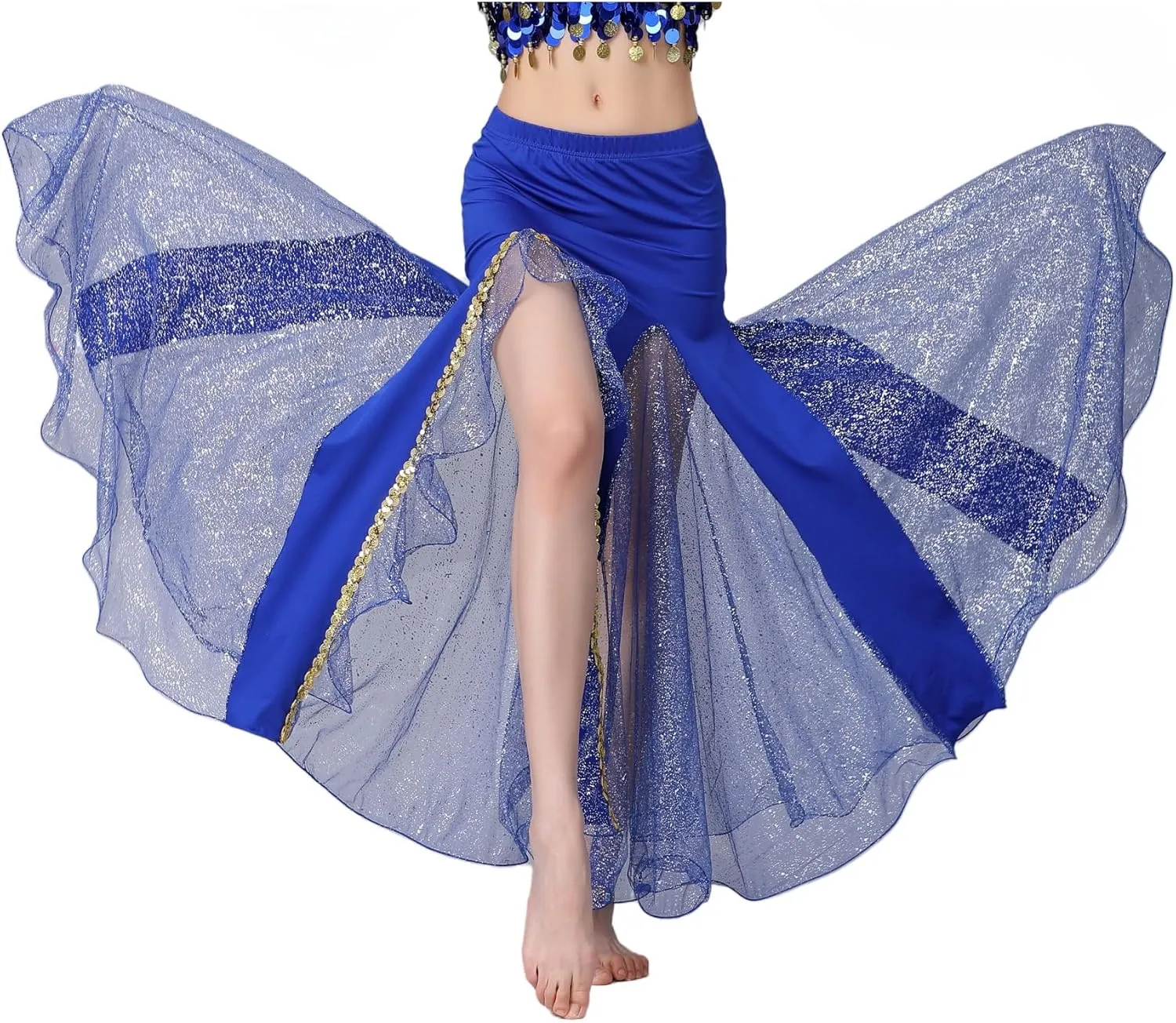 Belly Dance Skirt, Sequin Slit Dance Costume Outfit, Wrap Hip Skirts, Stage Performance Competition Skirt