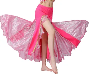 Belly Dance Skirt, Sequin Slit Dance Costume Outfit, Wrap Hip Skirts, Stage Performance Competition Skirt