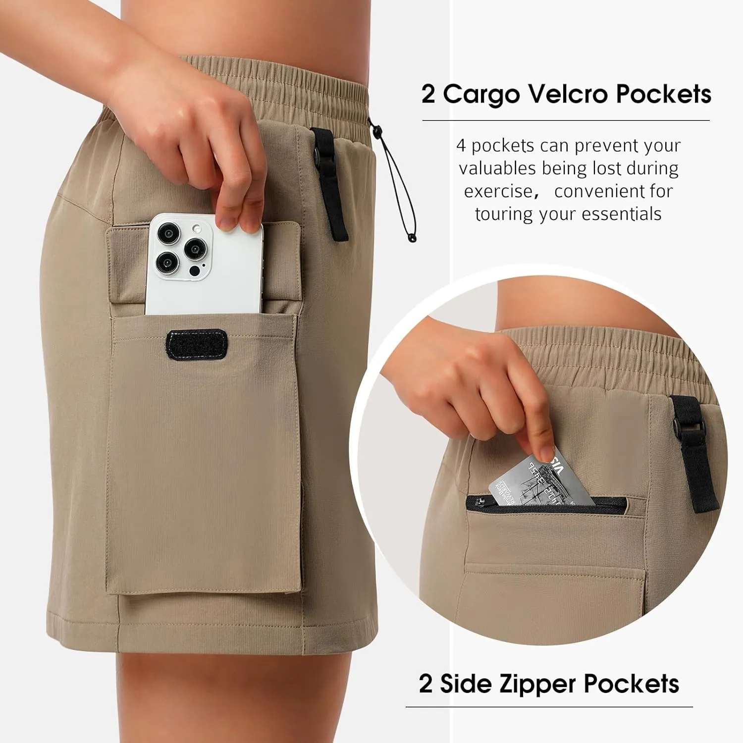 beroy Women's 16" Hiking Cargo Skorts Skirts Built-in Shorts Golf Travel Skirt Athletic Casual 4 Pockets
