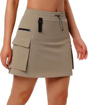 beroy Women's 16" Hiking Cargo Skorts Skirts Built-in Shorts Golf Travel Skirt Athletic Casual 4 Pockets