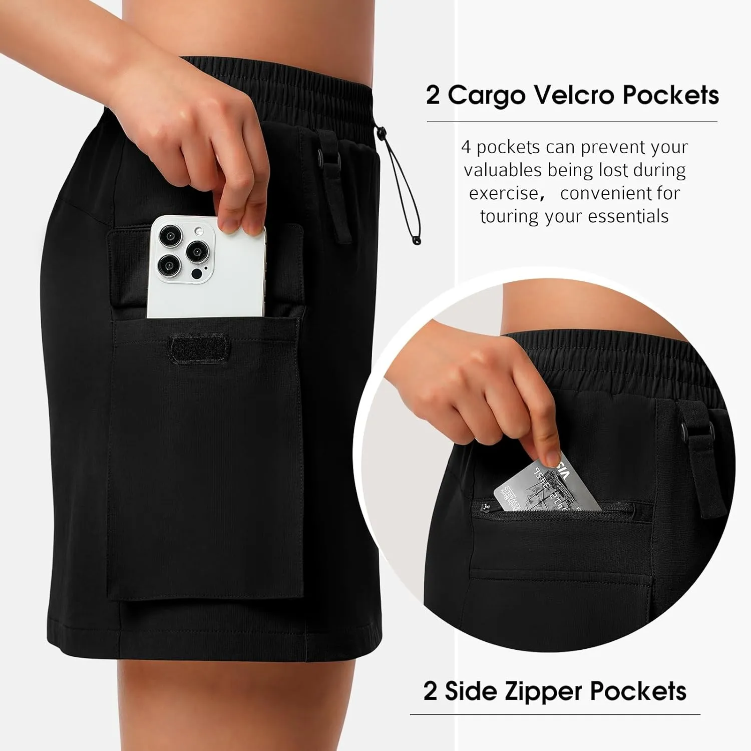 beroy Women's 16" Hiking Cargo Skorts Skirts Built-in Shorts Golf Travel Skirt Athletic Casual 4 Pockets