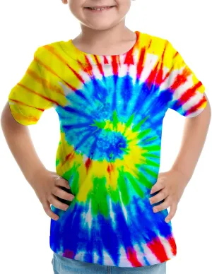 Big Kids Tie Dye Shirt for Boys Girls Short Sleeve Hippie Tshirt Senior Tee