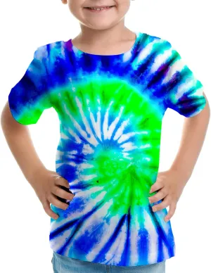 Big Kids Tie Dye Shirt for Boys Girls Short Sleeve Hippie Tshirt Senior Tee
