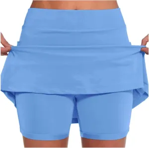 Black Mini Skirt with Shorts High Waisted Womens Skorts with Pockets Tummy Control Plus Size Athletic Sports Skirt