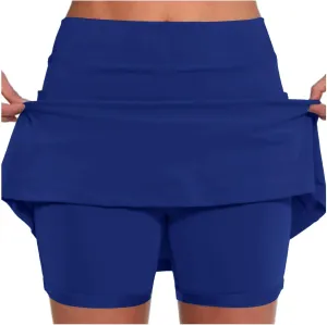 Black Mini Skirt with Shorts High Waisted Womens Skorts with Pockets Tummy Control Plus Size Athletic Sports Skirt