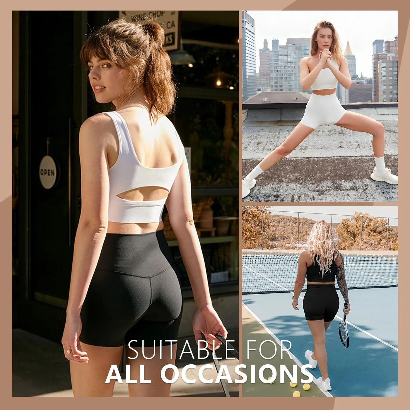 Blisset 3 Pack Women's Active Shorts - 3/5/8High Waist Tummy Control No See -Through for Cycling Jogging Gym Workouts