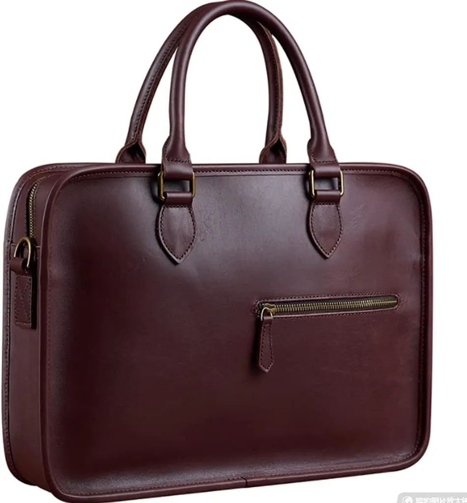 Briefcase Men's Leather Casual Man Handbag Coffee Fashion Shoulder Business Office Laptop 15 Inch Bag (Color : A Size : 27x39cm)