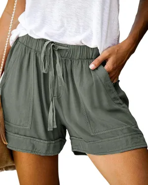 BTFBM Summer Shorts for Women 2025 Casual Elastic Waist Drawstring Lightweight Beach Lounge Short Pants Pockets
