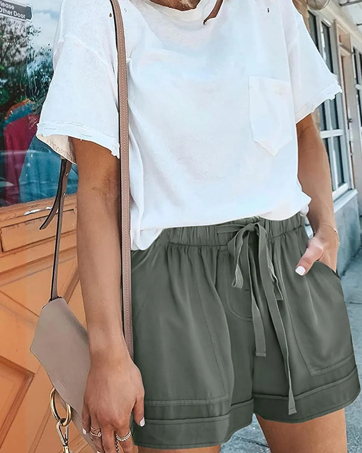 BTFBM Summer Shorts for Women 2025 Casual Elastic Waist Drawstring Lightweight Beach Lounge Short Pants Pockets