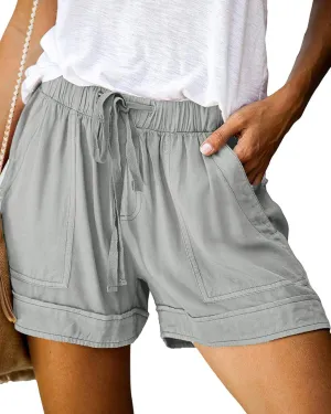BTFBM Summer Shorts for Women 2025 Casual Elastic Waist Drawstring Lightweight Beach Lounge Short Pants Pockets