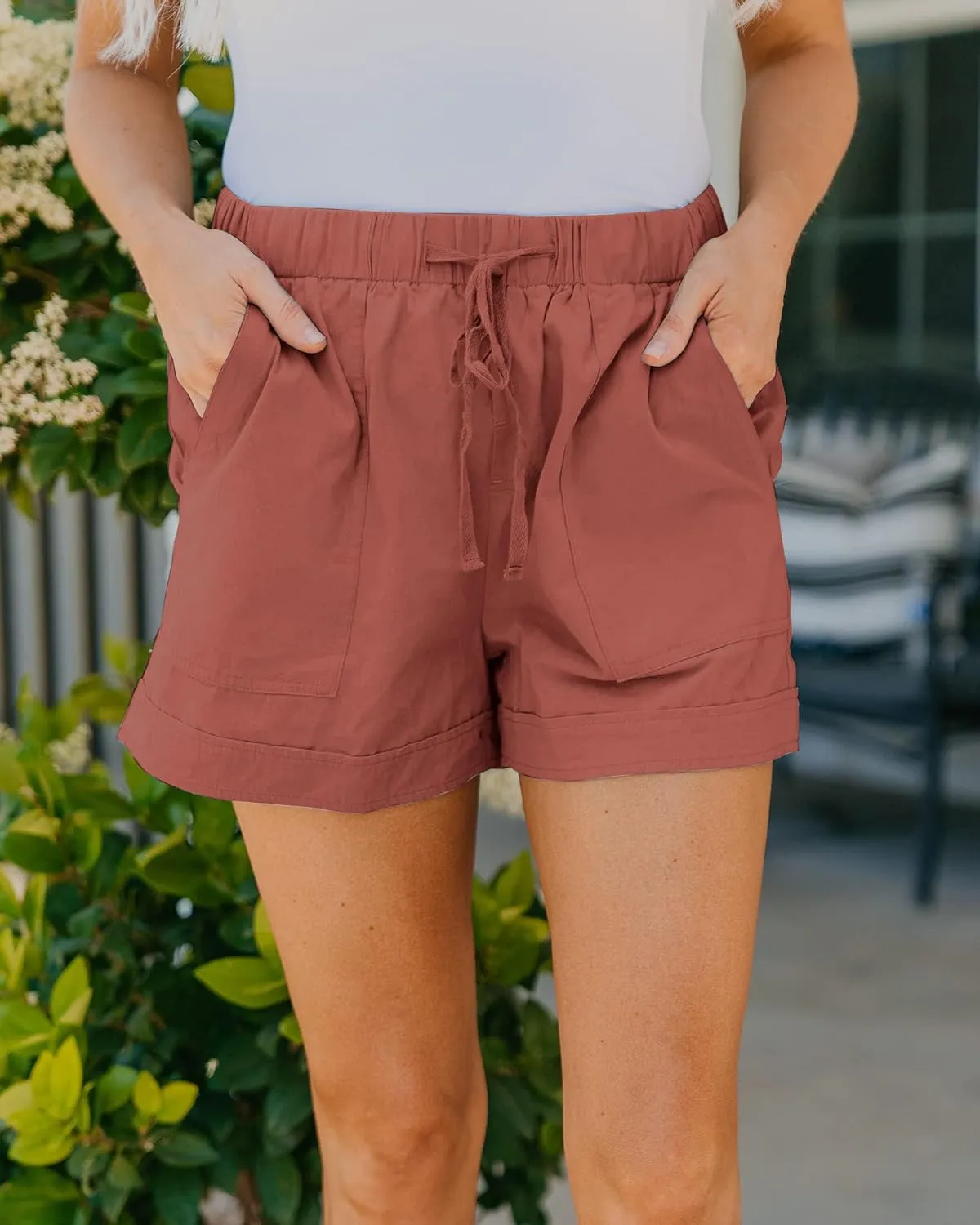 BTFBM Summer Shorts for Women 2025 Casual Elastic Waist Drawstring Lightweight Beach Lounge Short Pants Pockets